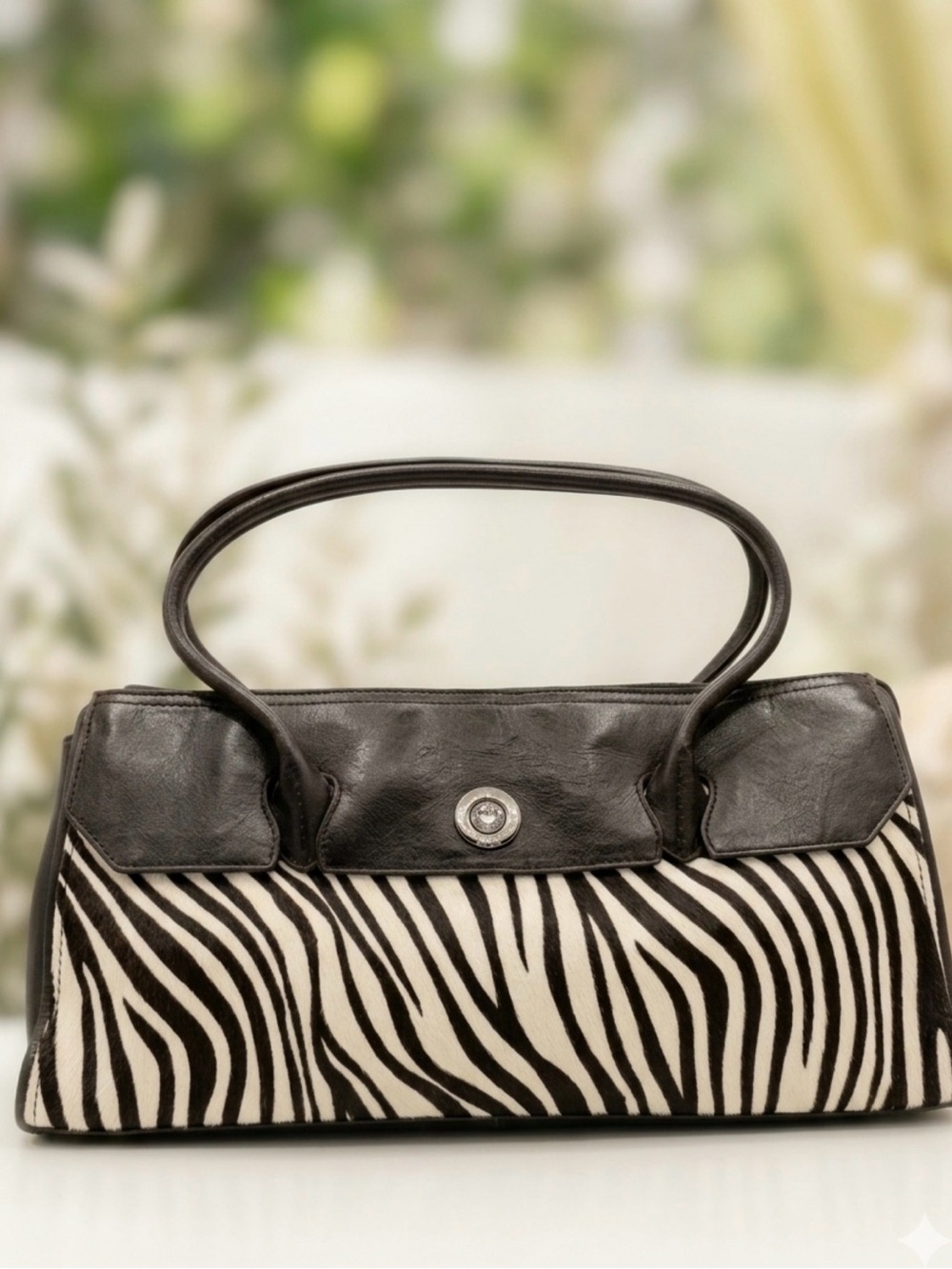 Pelle Studio Black & White Zebra Shoulder Bag